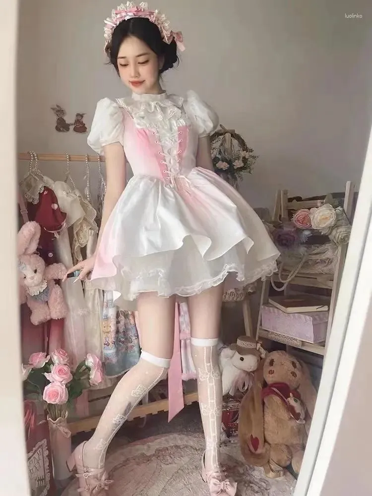 Korean Style White Mini Dress: Womens Bubble Sleeve Casual Korean Style White Mini Dress: Womens Bubble Sleeve Casual