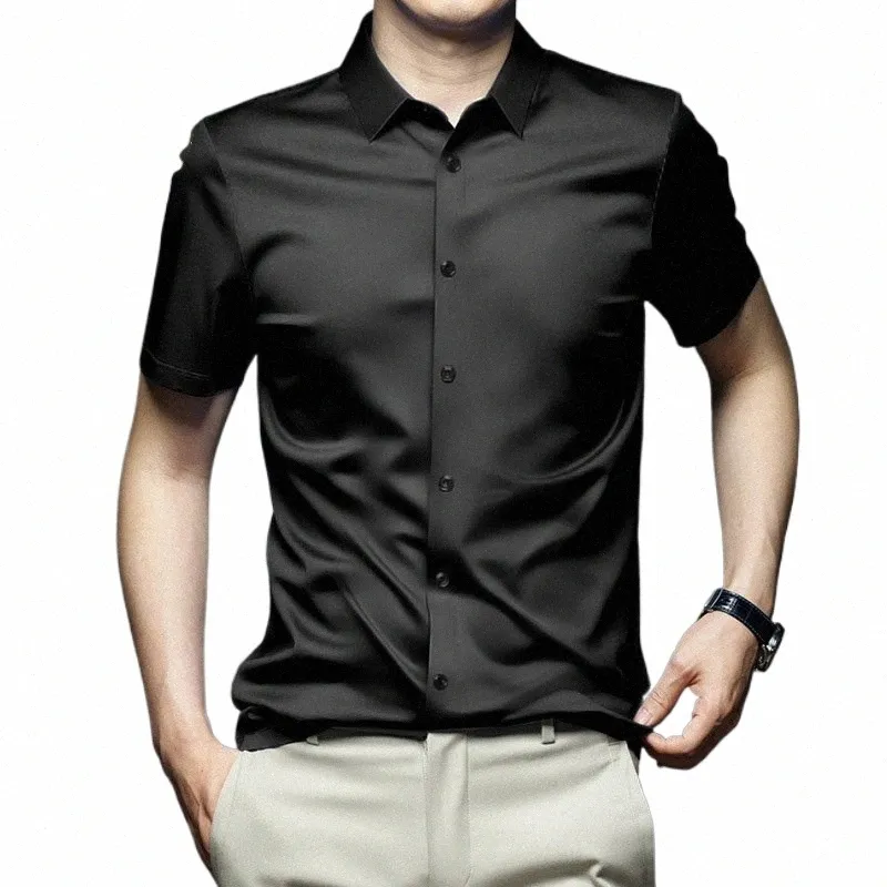 Browon Marke Smart Casual Shirts für Männer 2024 Sommer Einfarbig Kurzarm Männer Shirts Drehen-unten Kragen Busin arbeit Hemd B6Z7 #