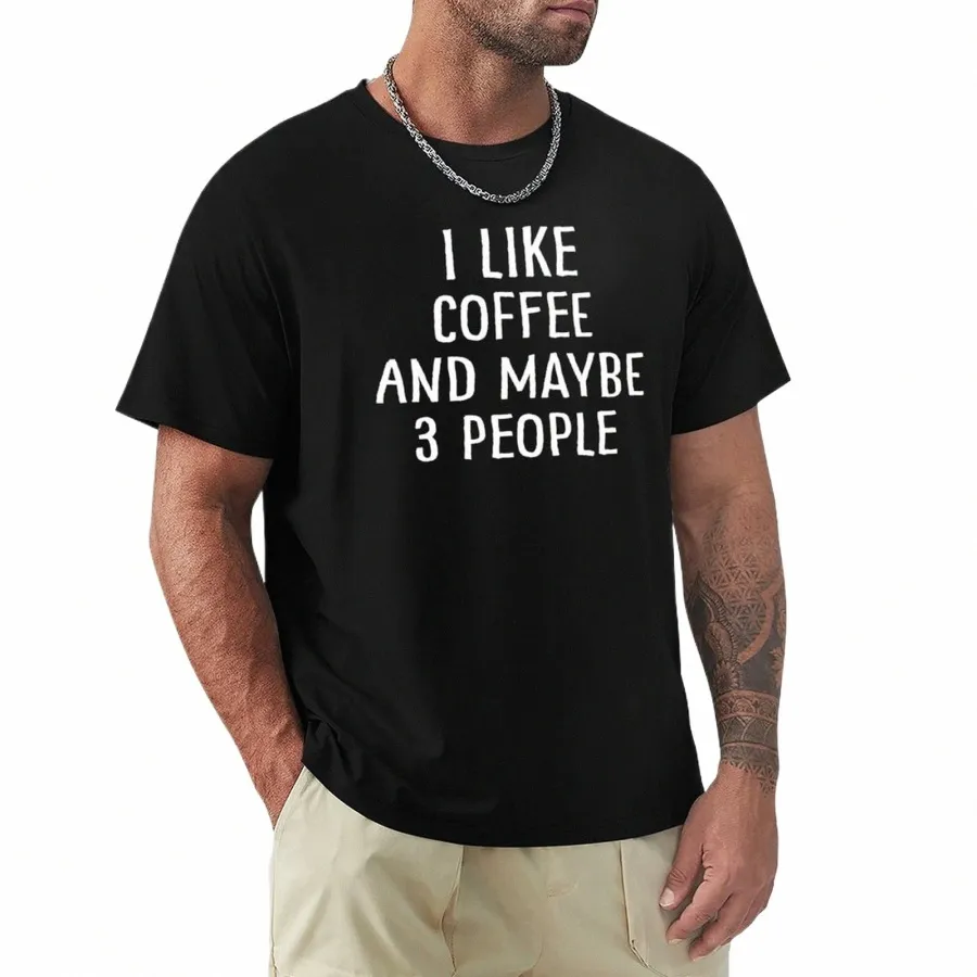 Футболка «I Like Coffee And Maybe 3 People» черная футболка Аниме футболка быстросохнущая футболка мужские футболки с рукавами LG 14Oc #