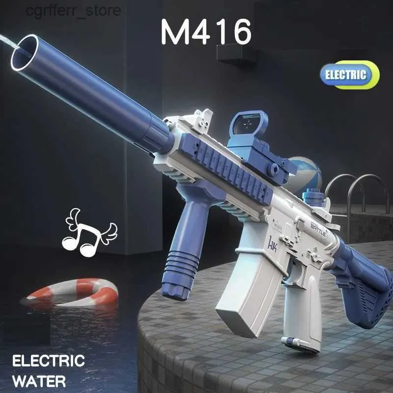 Pistoolspeelgoed Waterpistool elektrisch speelgoed hogedruk volautomatisch M416 geweer waterpistool volwassen jongens en meisjes zomerspel strandzwembad speelgoed240327
