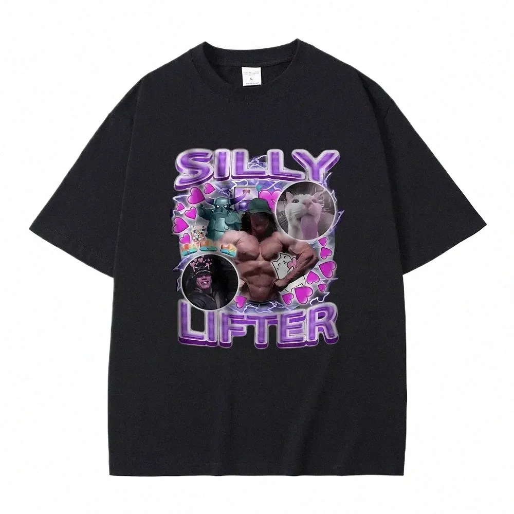 Sam Sulek Silly Lifter Pump Cover Bodybuilder Engraçado Meme Imprimir Camiseta Homens Mulheres Casual Cott T-shirt Masculino Camisetas de grandes dimensões t6UD #