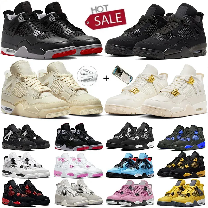 Jordan 4s Jordan4s Jordens 4 Jumpman 4 Basketball Shoes Black Cat 4s Men Women Frozen Moments Iv Off White Shoes Thunder Red Blue Peach Pink【Code ：L】Cool Grey Sneakers Trainers