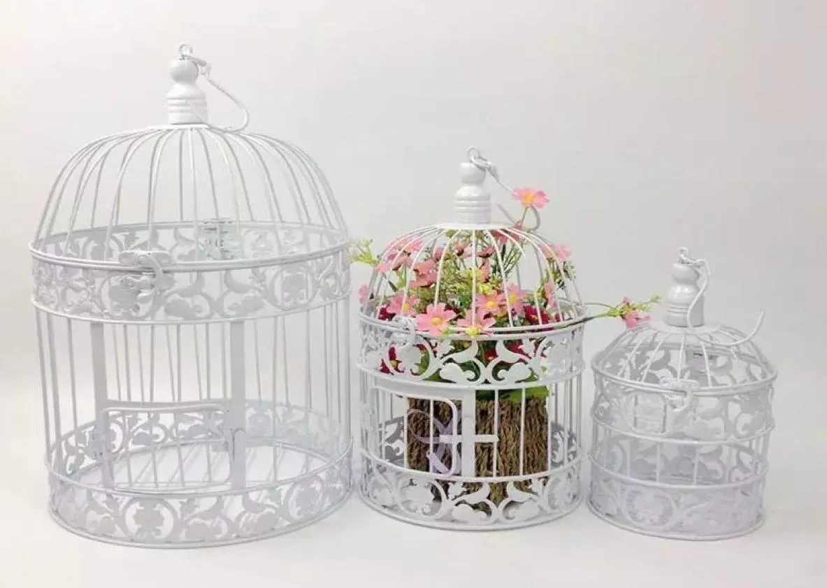 European White and Black Vintage Birds Cage Holders Fashion Cinnamon iron birdcage wedding decoration props decoration decorative 2524429