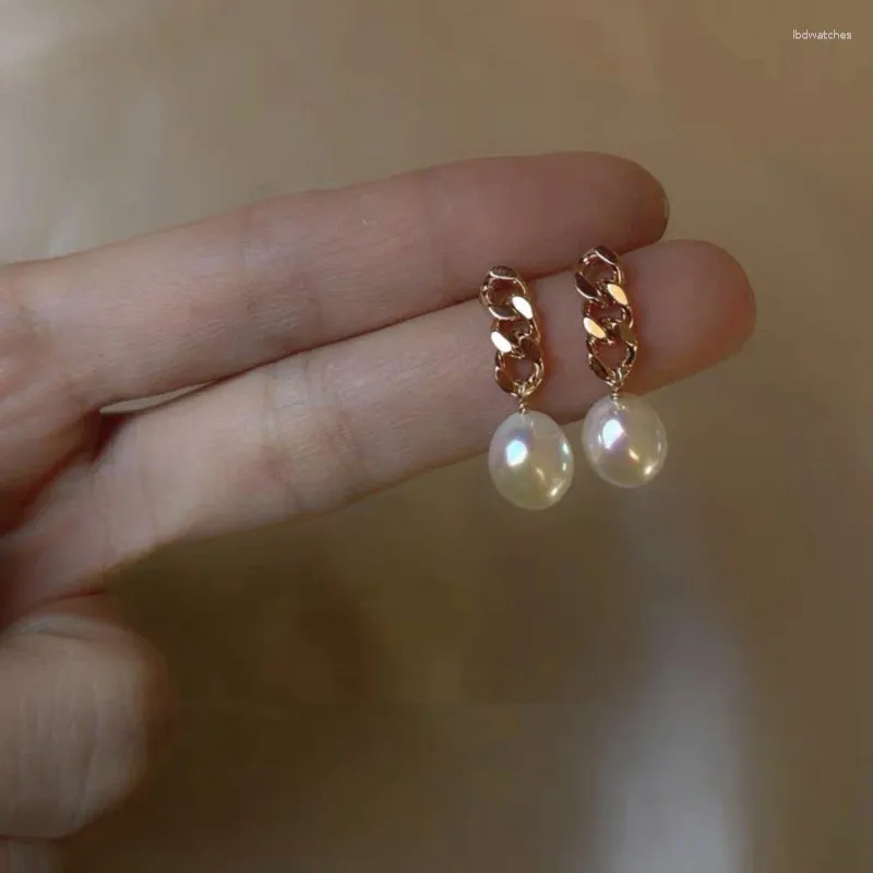 Boucles d'oreilles à tige en perles baroques d'eau douce, lumière naturelle forte, plaqué or 14 carats