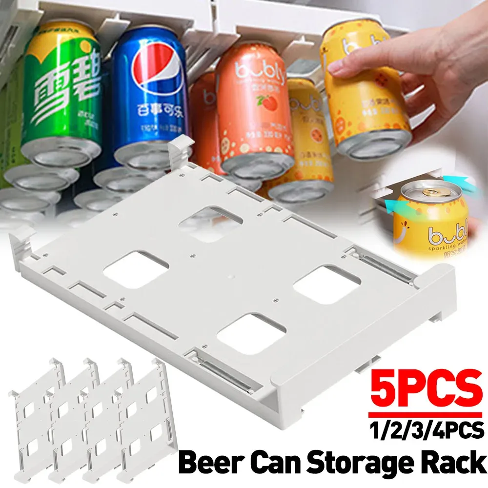 Estantes 51PCS Estante de almacenamiento de bebidas Cerveza Soda Lata Organizador de bebidas Refrigerador Diapositiva debajo del estante para cocina Hogar Contenedor de doble fila