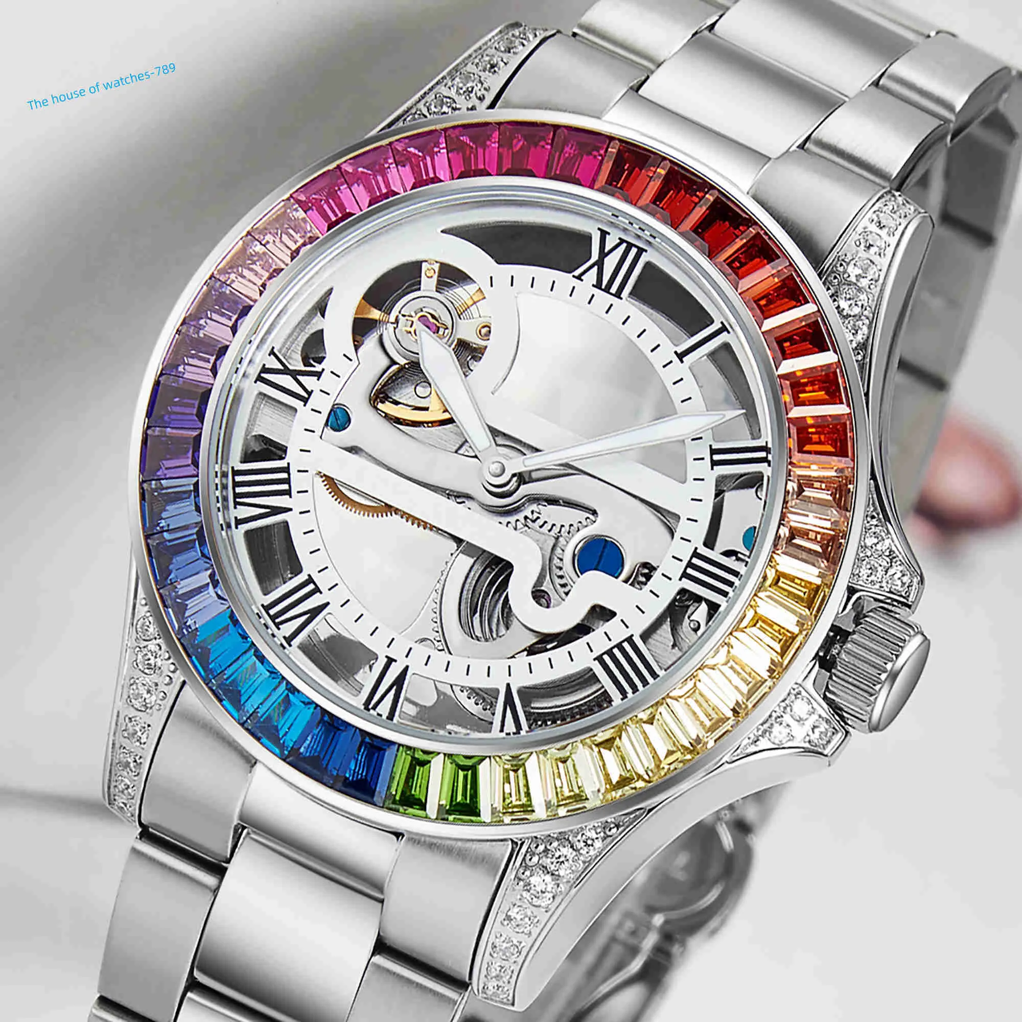 Davena 61609 Diamond Watches Men Luxury 5A CZ Multicolor Watch Diamond Watches Män lyx