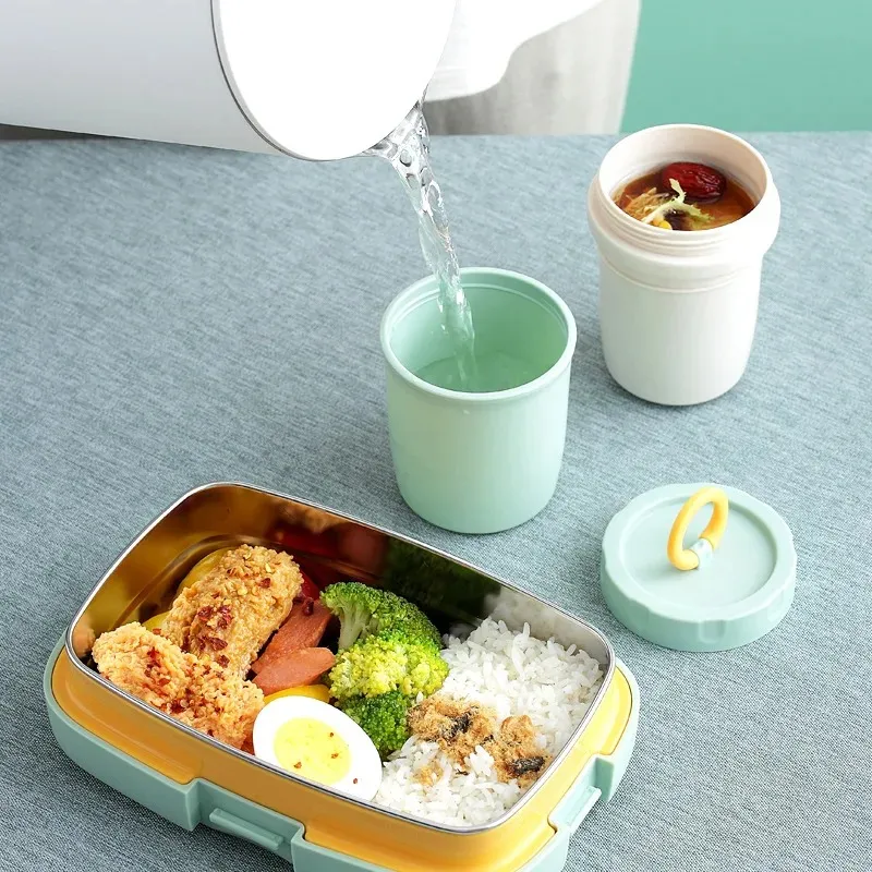 Mini Japanse Plastic Waterfles Dubbellaags Soep Melkbeker Magnetron Thermos Ontbijt Thermosflessen 300ML Containers