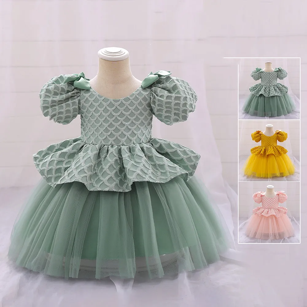 Lovely Pink Yellow Green Jewel Girl's Pageant Dresses Flower Girl Dresses Girl's Birthday/Party Dresses Girls Everyday Skirts Kids' Wear SZ 2-10 D327209