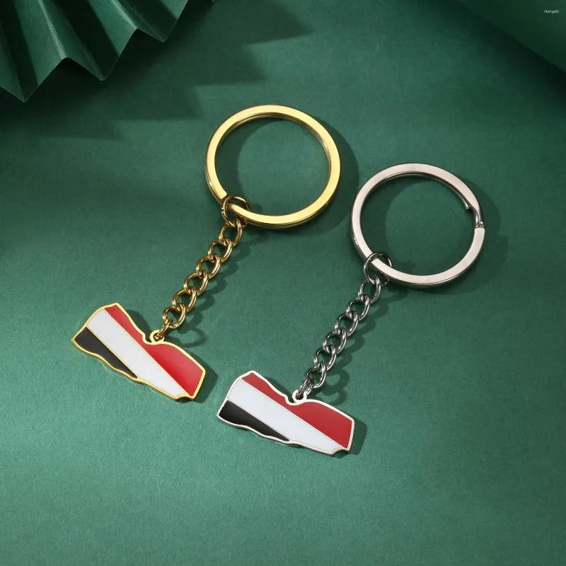 Porte-clés Cazador Yémen Carte Pendentif Porte-clés Pour Femmes Hommes En Acier Inoxydable Pays Drapeau Porte-clés Bijoux Saint Valentin Cadeau En Gros