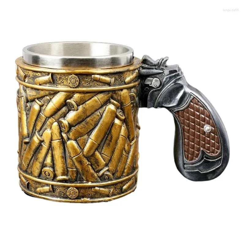 Tasses YYSD en forme de pistolet en acier inoxydable Western Revolver tasse à café tasse à bière souvenirs adaptés à la collecte de cadeaux