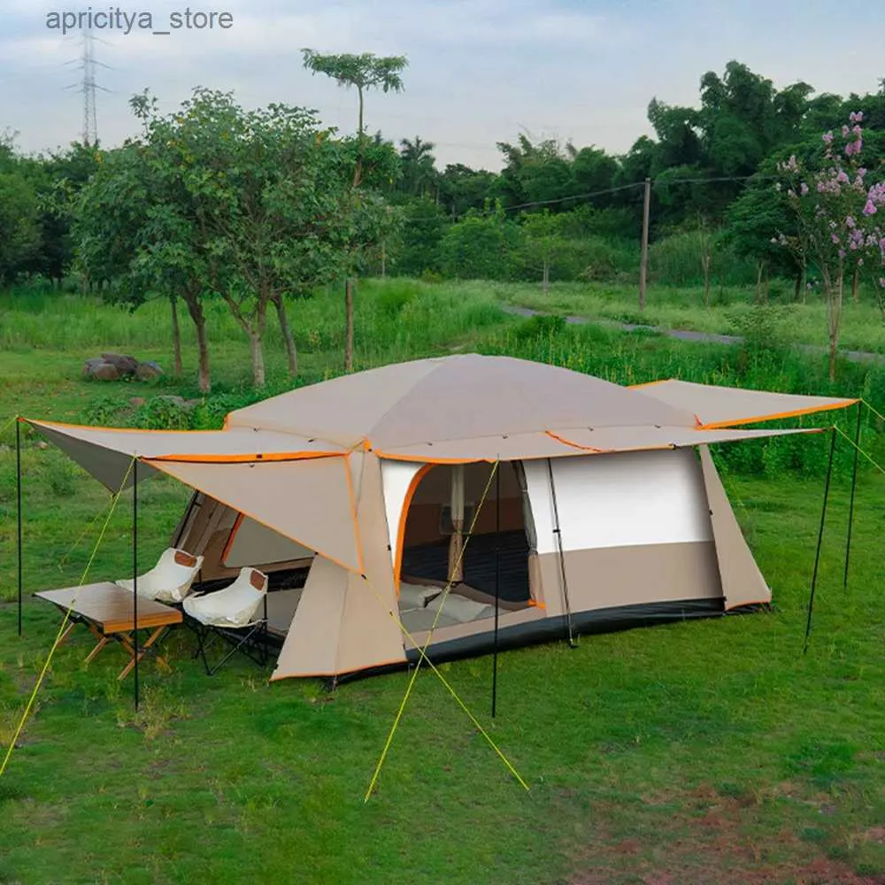 Tende e rifugi Tenda da campeggio per 8-12 persone Tenda da cabina di grande capacità Tenda da picnic portatile impermeabile con 2 camere per gli ospiti24327