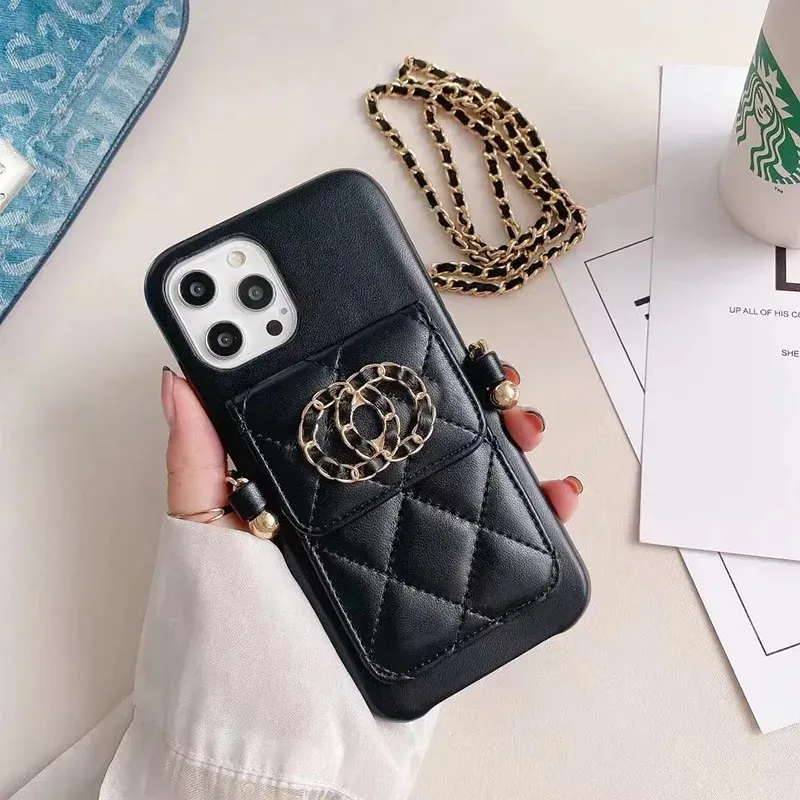 Luxury Designer Chain Mobile Case With Diamond Lozenge Bag