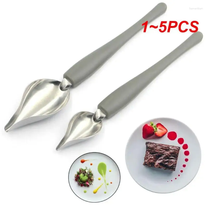 Spoons 1-5PCS Sauce Plating Art Pencil Dessert Decorating Draw Design Kitchen Stainless Steel Portable Painting Spoon