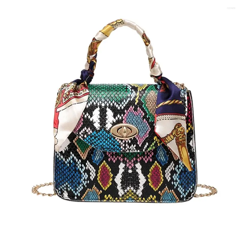 Sacs de soirée Rétro Femmes Serpent Modèle Soie Foulard Épaule Messenger Sac Chaîne PU Mini Bourse