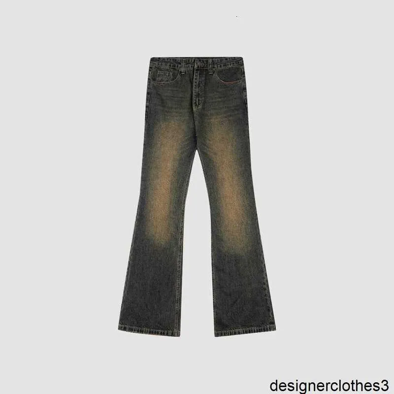 Designer Version correcte 23SS Haut de gamme B-Family Mud Teinté Micro Jeans évasés Casual Mode polyvalente Hommes et femmes Jambe droite D4LD