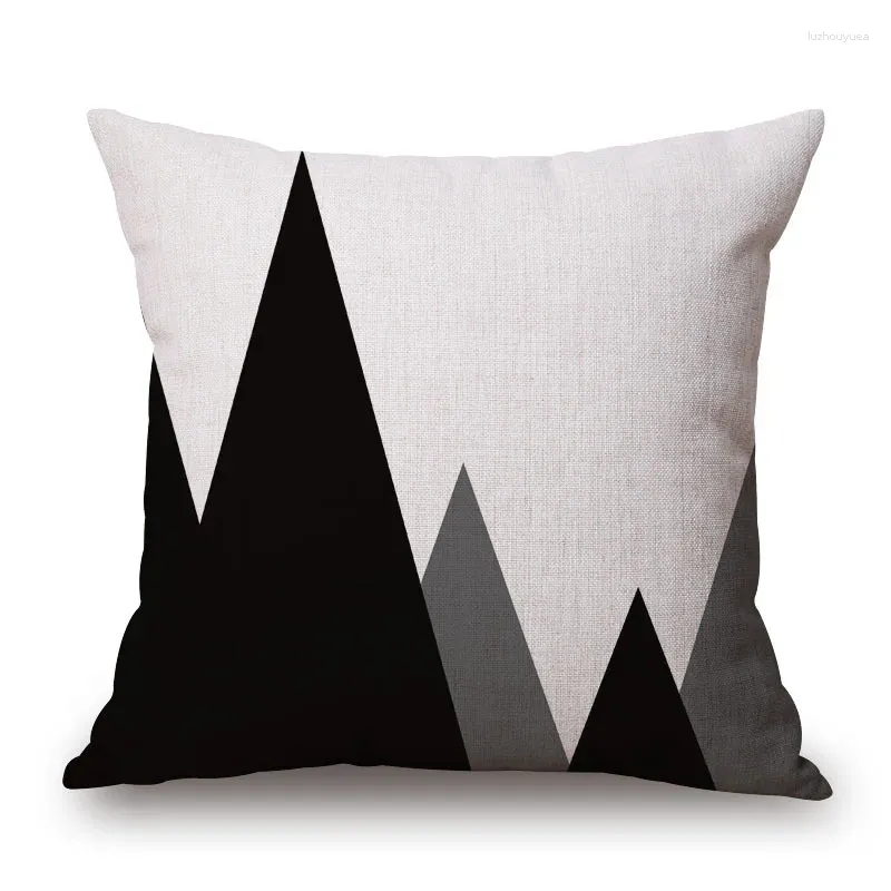 Travesseiro preto e branco listras de ondas geométricas Caso de lancho