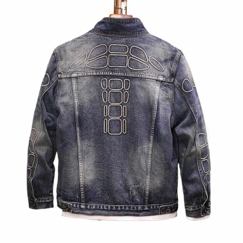 Mens Motorcycle Style Denim Jacket: Street Trend, Retro