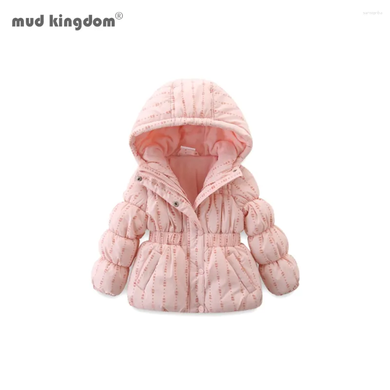 Casaco para baixo Mudkingdom Criança Meninas Puffer Jacket Engrossar Quente Inverno Algodão Casacos Com Capuz Para Crianças Outerwear