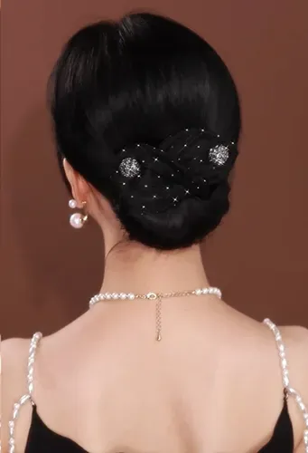 ヘアクリップバレットメッシュボウクロスアクセサリー星空ラインストーンボールマジックバナナクリップ回転バンド女性用ドロップ配達ユダヤ人othmi