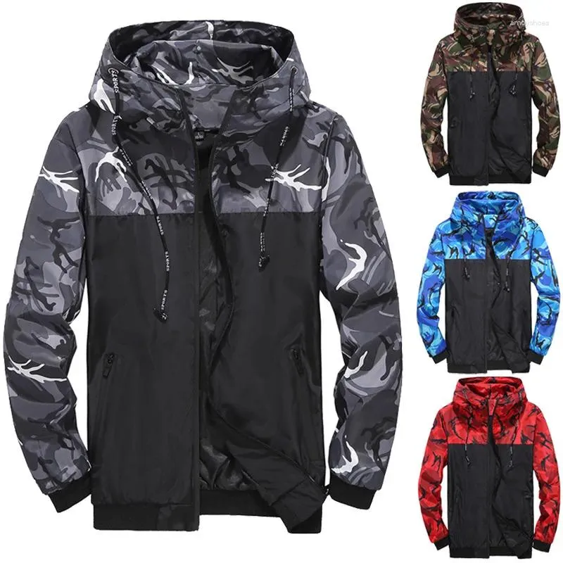 Men's Jackets Camouflage Coat Tooling Hooded Multicolor Jacket