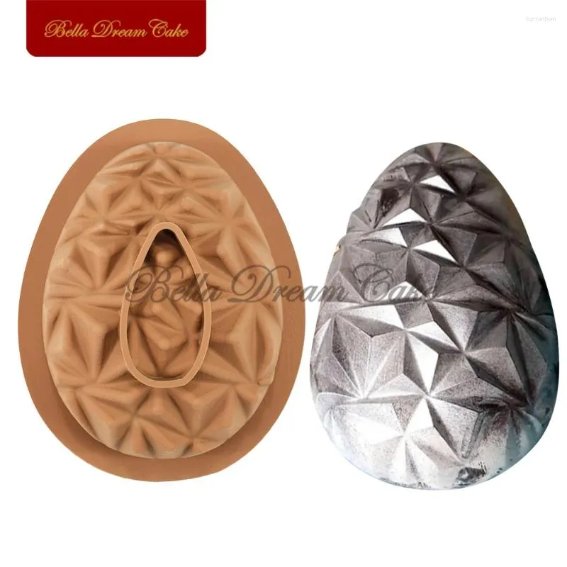 Bakvormen 3D Edelsteen Bloem Paasei Siliconen Chocoladevorm DIY Breekbare Mousse Schimmel Handgemaakte Zeep Model Taartdecoratie Gereedschappen Bakvormen