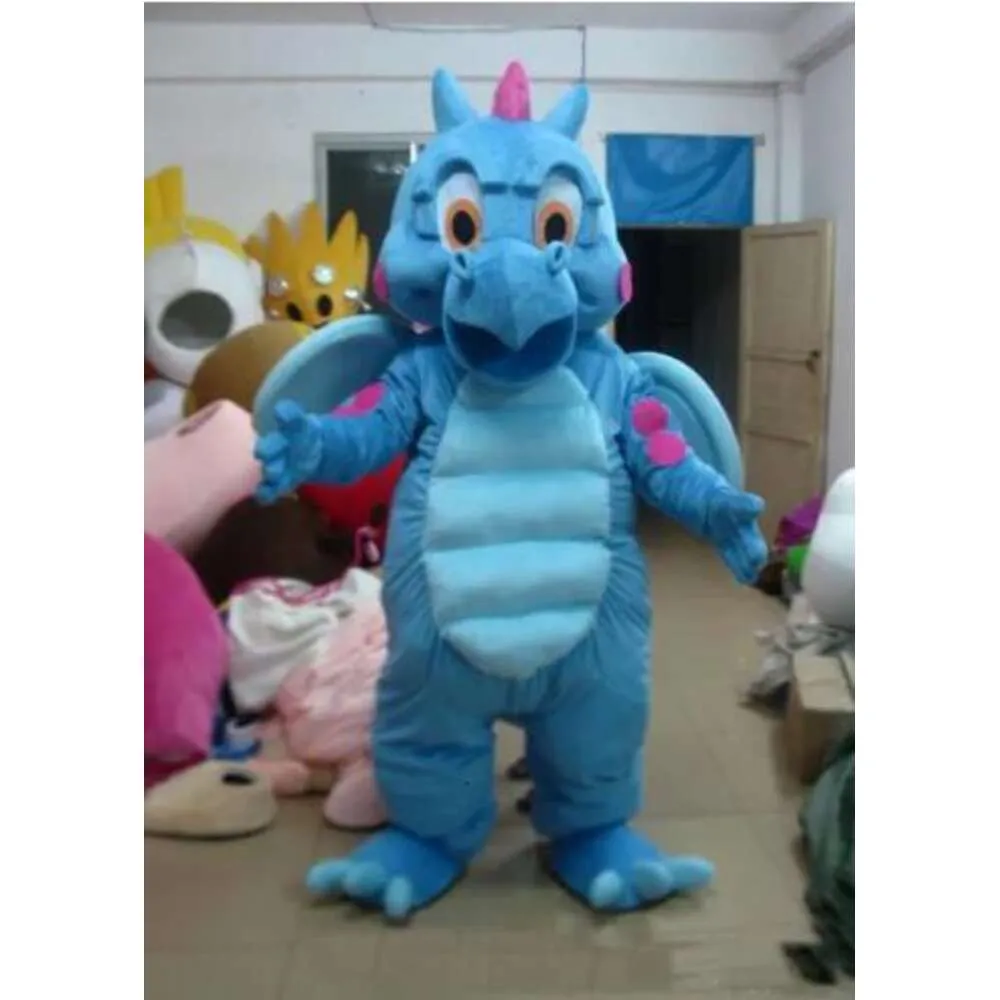 Mascot kostymer Deluxe Blue Dragon Mascotte Fancy Dress Character Carnival Christmas Celebration Mascot Costume