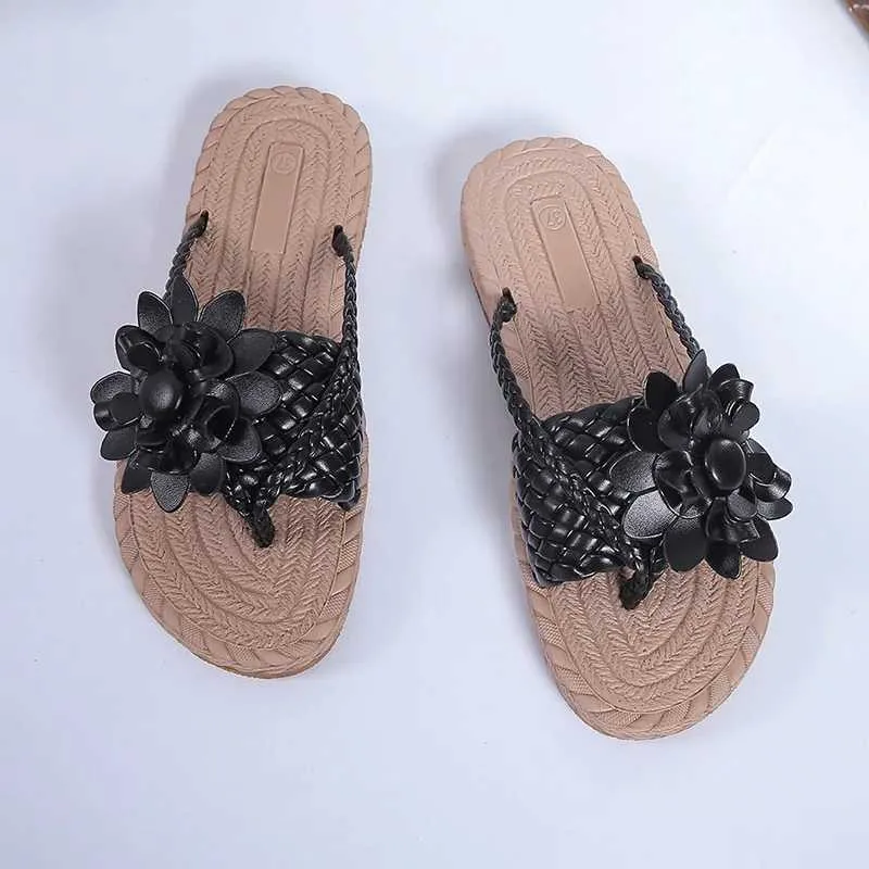 Slippels slippers Summer Fasion Women Flower Flip Flops Sandals Ladies Boo Style Open Teen Soes Casual Non Slip Slides H240326XU26