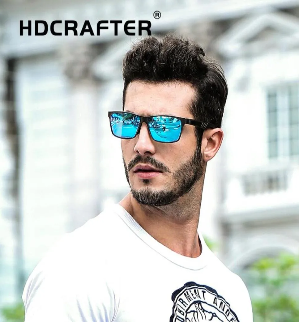 HDCRAFTER Rectang Polarized Sunglasses men Aluminum mirrored coating Driving sunglasses square Shades For male uv4002809705