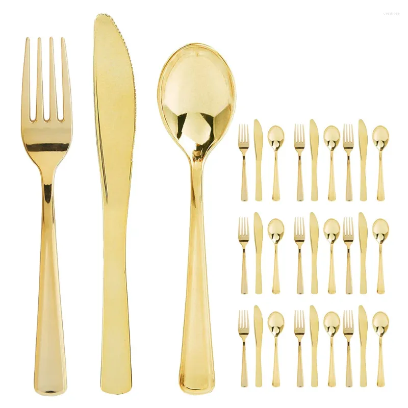 Disposable Flatware Cutlery Plastic Tableware Portable Party Cutters Forks Spoons Kit Decorative Banquet