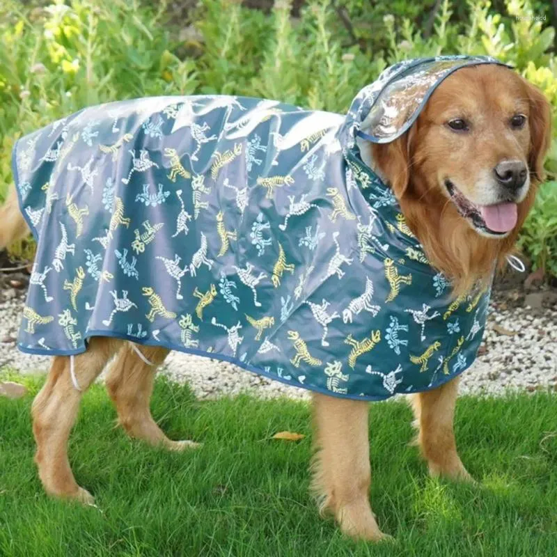 Hundebekleidung Regenmantel keabresistente weiche Schnallen Design Cartoon Print Haustierhunde Kapuze Regen Poncho Jacke Regendicht