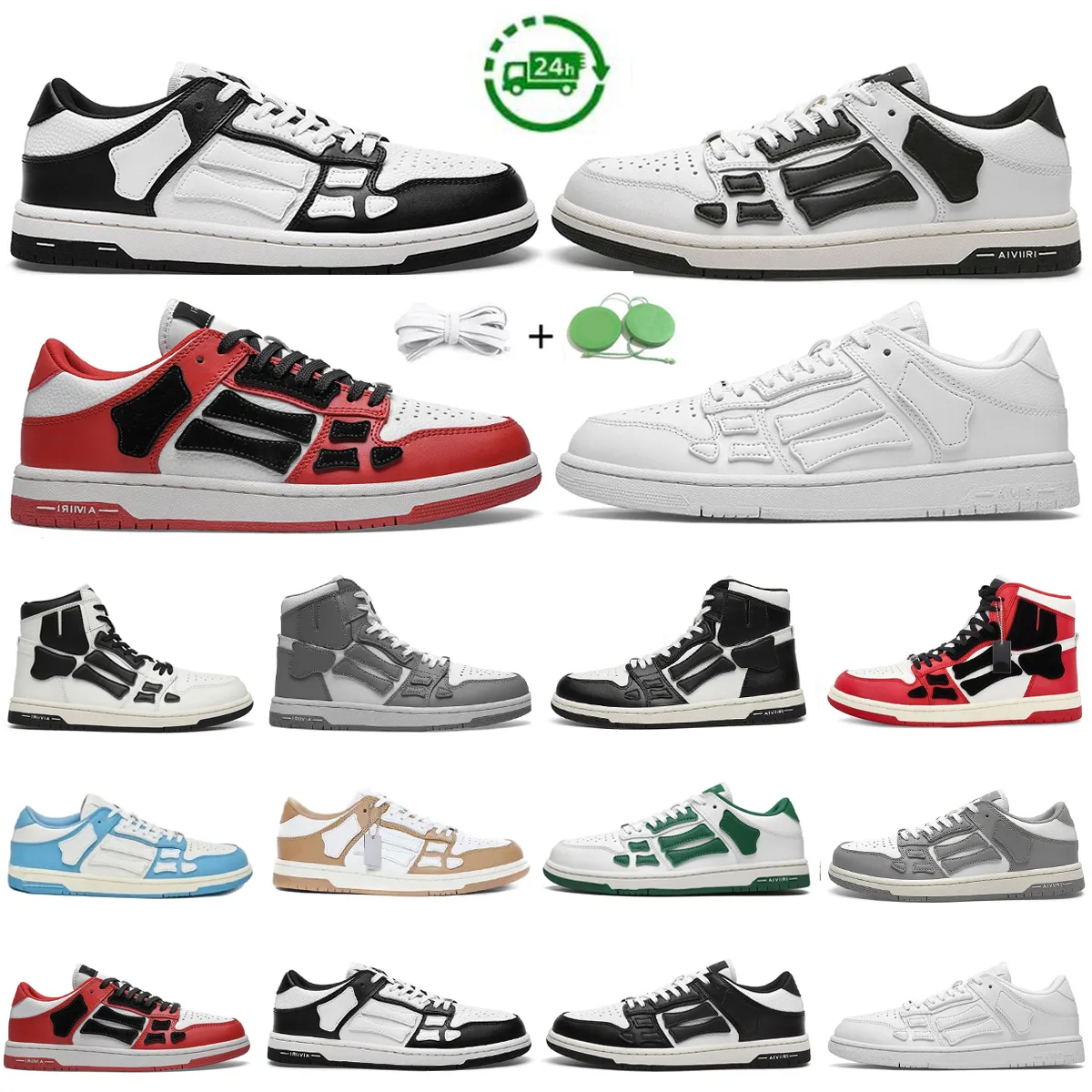 2024 Skel Top Low High Men Women Casual Shoes Designer Skeleton Sneaker White Black Blue Green Pink Red Skelet Bones Runner Mens Trainers Platform Sport Sneakers