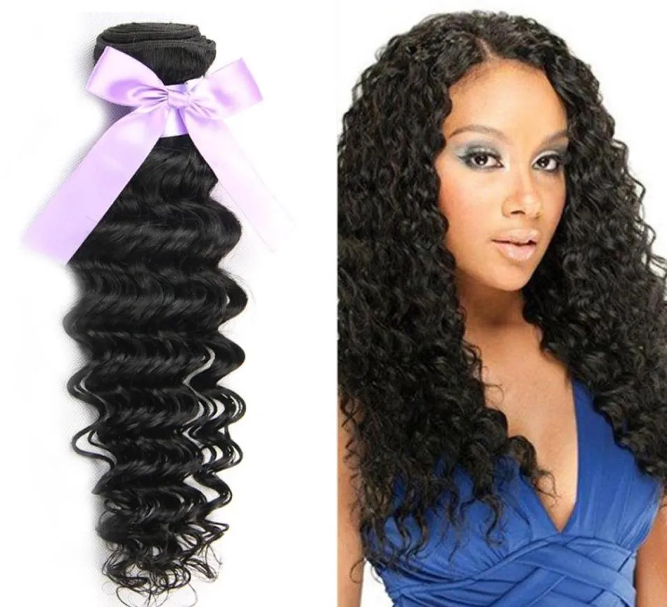 Deep Wave Brasilian Remy Human Hair Weave 3 Bunds Brasilianska jungfruliga Human Hair Bundles Virgin Human Hair Extensions67137584169306