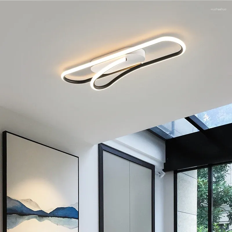 مصابيح السقف الحديثة البسيطة LED الثريا المعيشة غرفة نوم الإبداع خطوط تصميم مصباح مصباح الممر شرفة مصابيح الديكور الداخلي