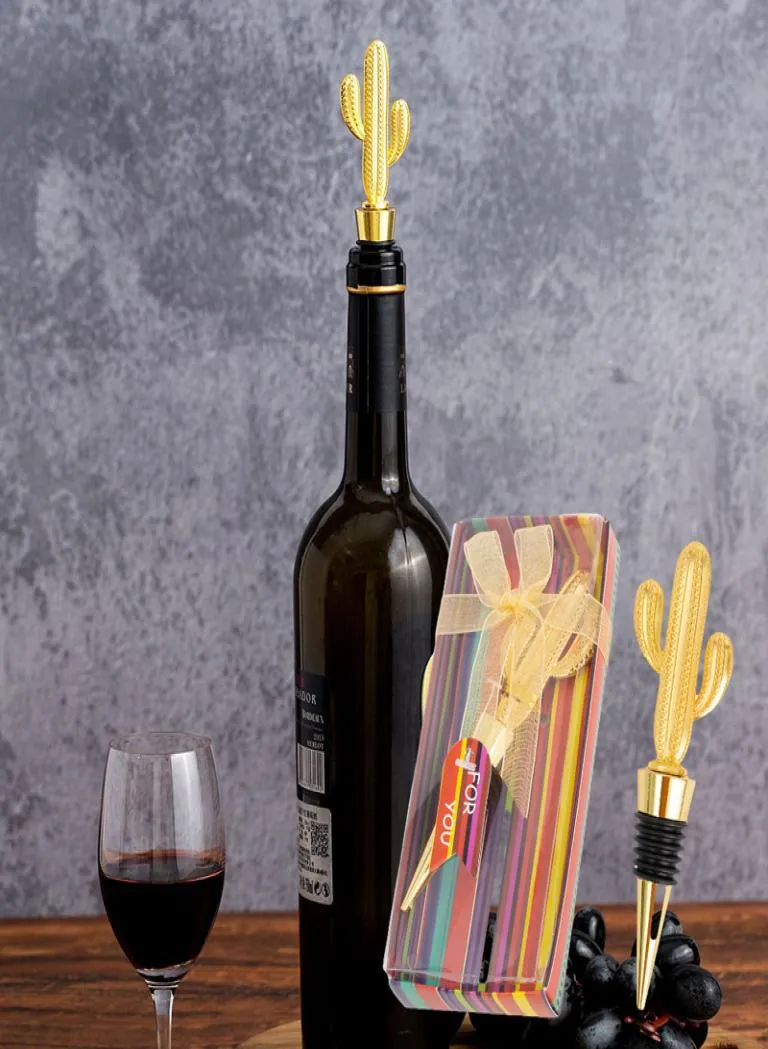 Tappo per vino in metallo Strumento da bar Forma di cactus creativo Tappo di sughero per champagne Regalo per ospiti di nozze Artigianato Accessori per vini6206293