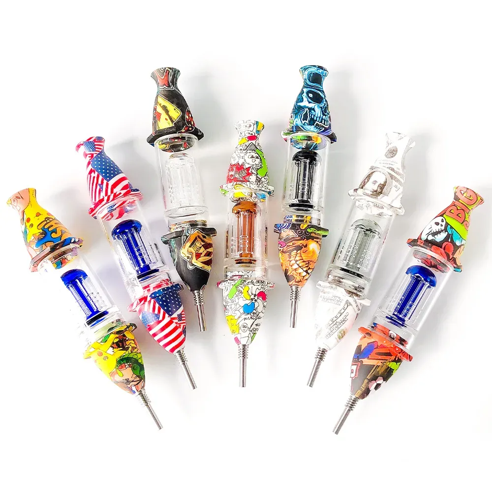 Printing Nectar Collectors with 10mm joint stainless steel smoke accessory smoking pipes water bongs dab oil rig