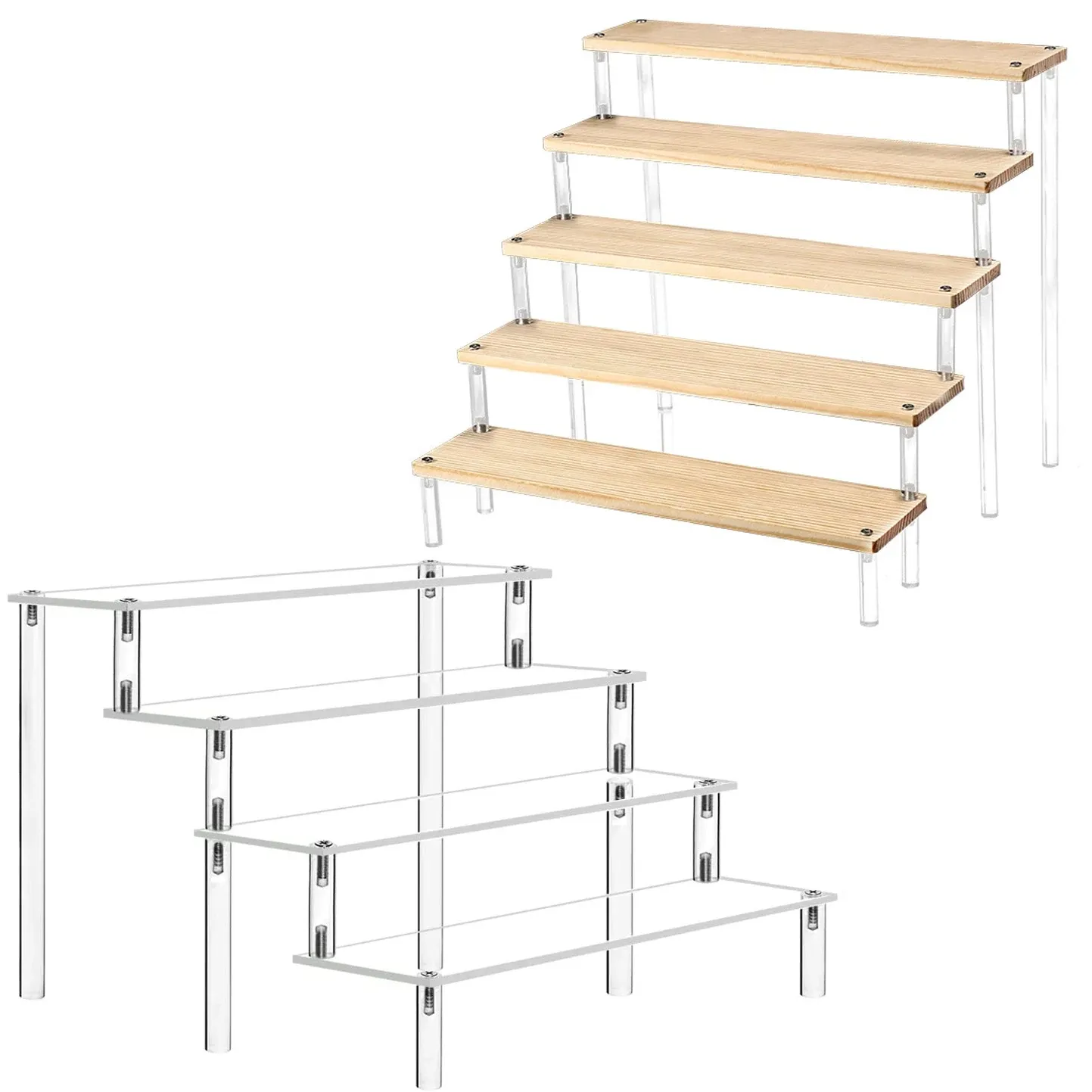 Rack Clear Acrylic Display Riser Rack för Funko Pop, Parfymhylla, Makeup Storage och Action Figure Holder, Car Model Cupcake Stand