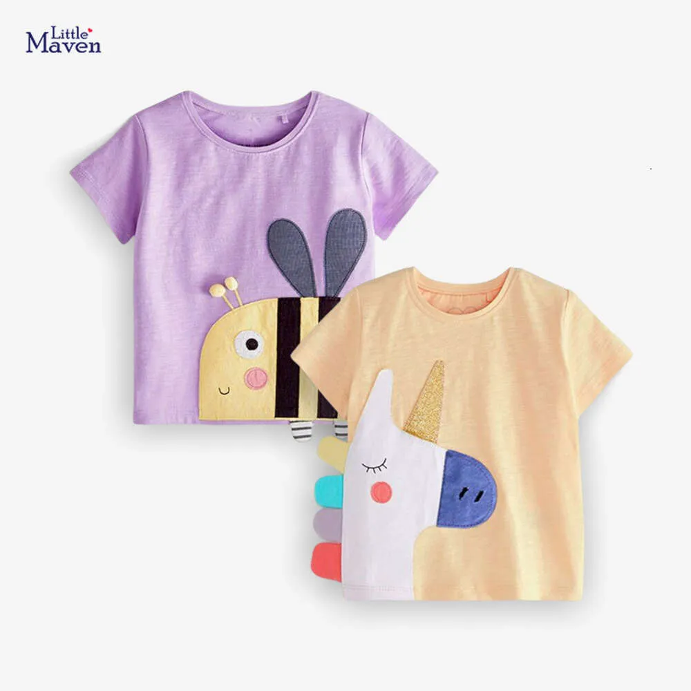 Little Maven Children's T-shirt 2024 Summer New Cartoon Top Pure Cotton Round Neck Sweat-absorbing Girl's T-shirt