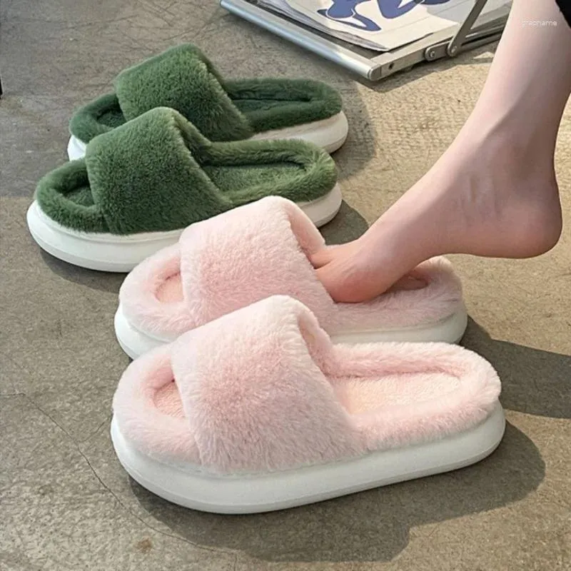 Slippers Home Cotton Shoes For Women Winter Ladies Indoor Warm Short Plush Slipper Sewing Solid Color Flat Comfortable Soft Sole