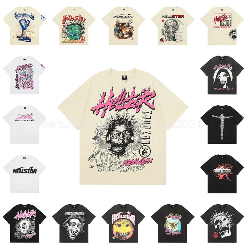 Hellstar t-shirt designer t-shirts graphique tee vêtements vêtements hipster tissu lavé Street graffiti lettrage feuille d'impression Vintage noir coupe ample taille américaine S-XL