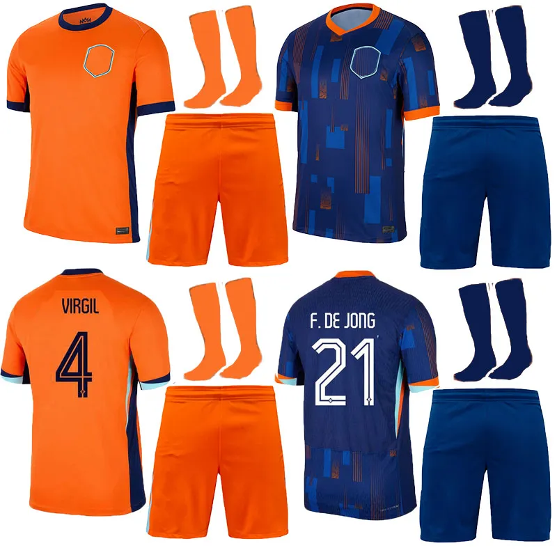 2024 Nederländerna Memphis Soccer Jersey Holland Jong Virgil Dumfries Bergvijn Shirt Klaassen Blind de Ligt Men Kids Kit Set 2025 Dutch Football Shirt Uniform