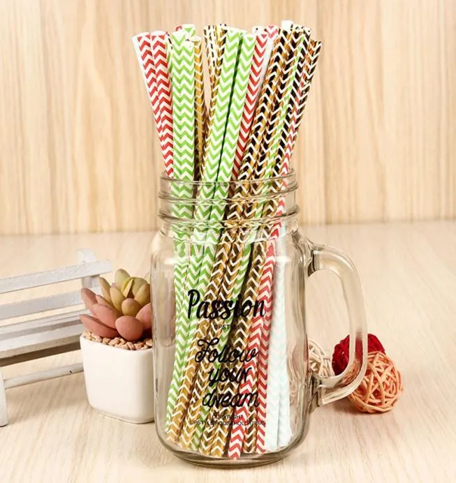 Disposable Degradable Paper Drinking Straws Birthday Wedding Party Event Stripe Straw Coffee Shop Eco Friendly Drink Straw TQQ BH19435504