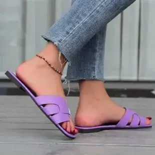 Slippers Slippers Zomer slider dames luxe outdoor strand flip platte schoenen trend ontwerp Soes Plus maat 43 H240326G1OG