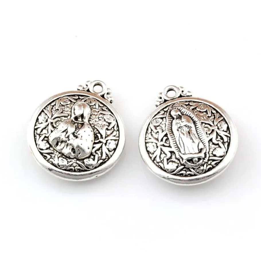 25Pcs lot Antique Silver Virgin Mary Charm Pendants For Jewelry Making Bracelet Necklace Findings 21x24mm A-481265x