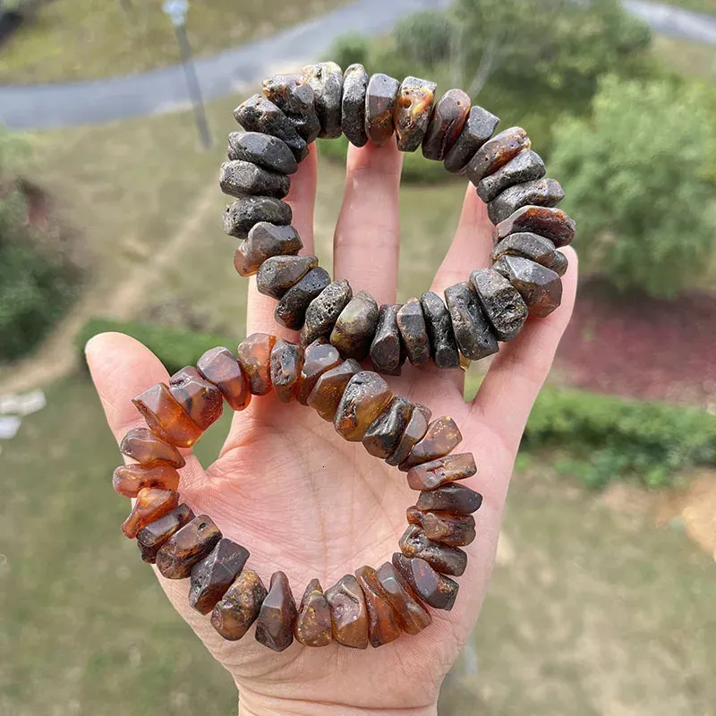 Lot De 2 Bracelets En Ambre Naturel Brut - Couleur Orange/marron, Occasion