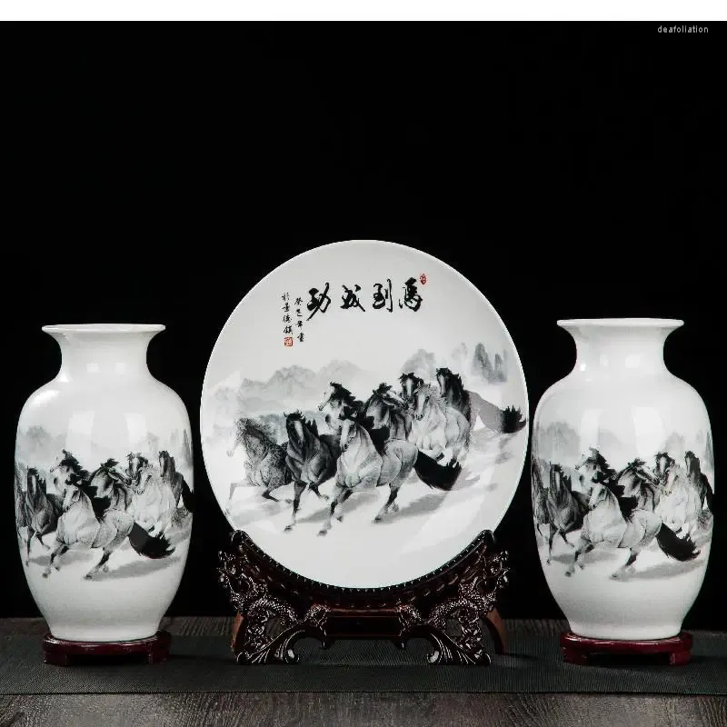Vases Jingdezhen Vase en céramique plaque décorative moderne décoration de la maison arrangement de fleurs hydroponique salon mobilier de bureau