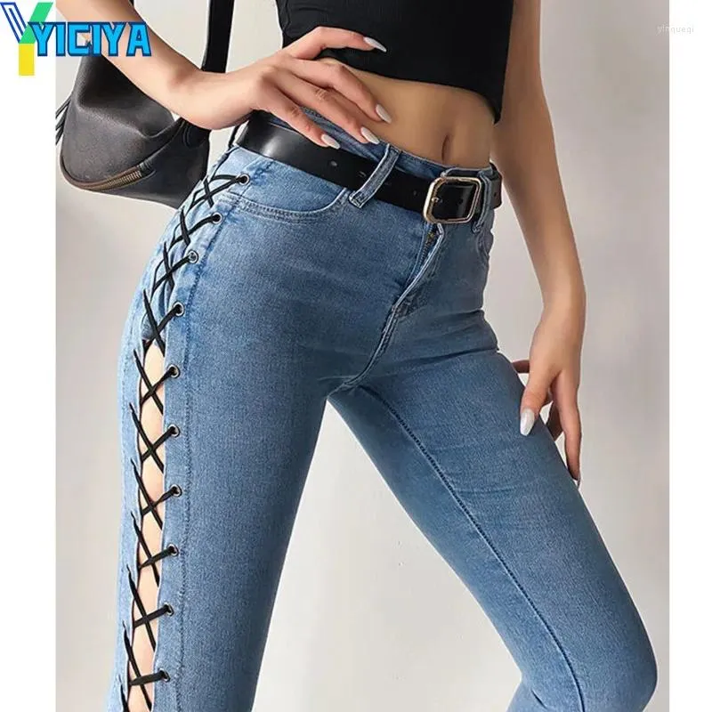 Jeans femininos yiciya y2k estilo mulheres calças streetwear lápis rasgado magro magro sexy jean calças 90s roupas vintage