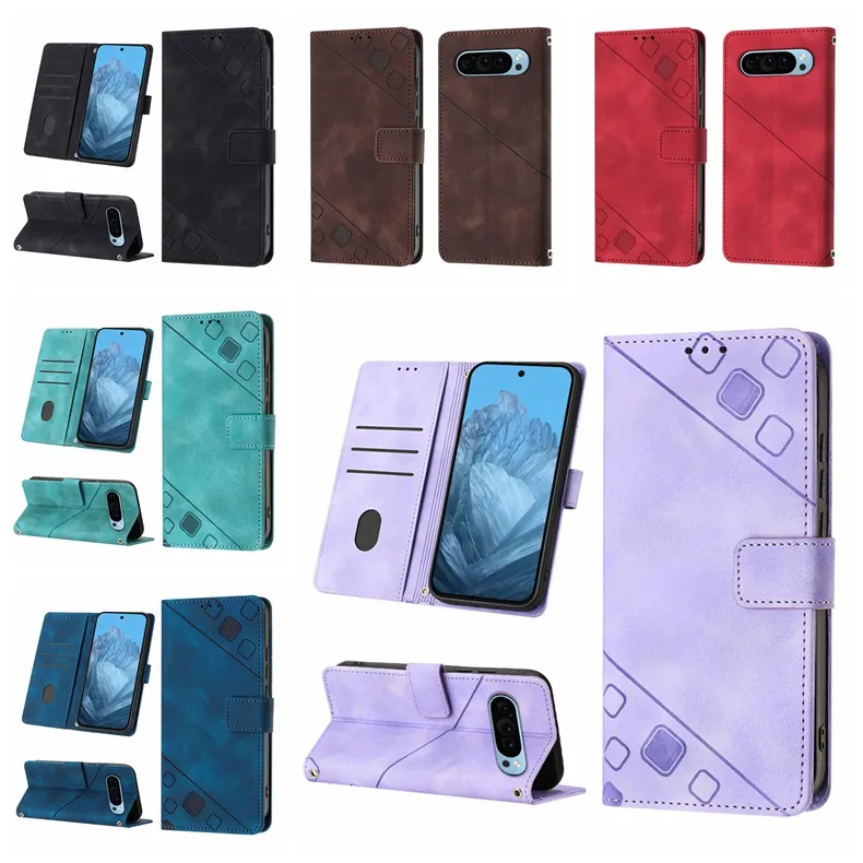 Capas para Xiaomi POCO X6 Pro K70E Redmi Note 13 4G Pro Plus 5G A3 Google Pixel 9 Moto G04 4G G34 Skin Feel Carteira de couro Square Hand Feeling ID Card Slot Holder Flip Bolsa