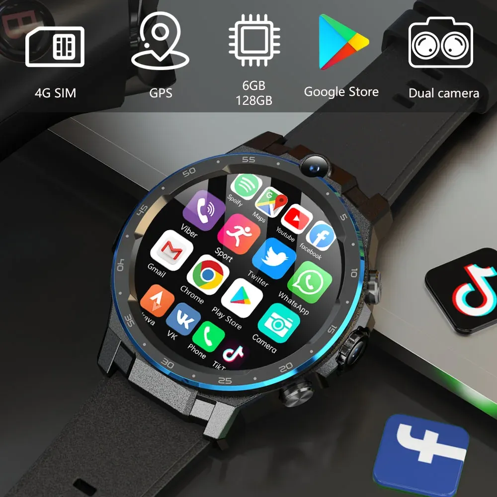 Watches XUESEVEN KOM33 Global Version 4G Cellular Network Smart Watch for Men 6GB 128GB Octacore Android10 Camera GPS Smartwatch Phones