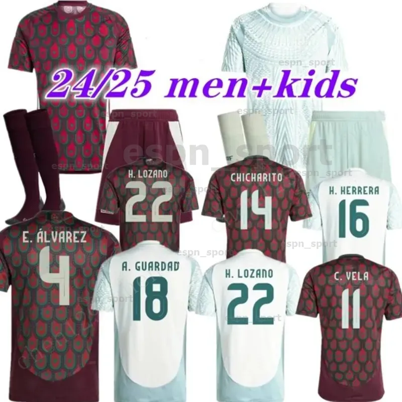 Fans Player Versione 2024 Maglia da calcio Messico Casa Trasferta RAULCHICHARITO LOZANO DOS SANTOS Club Maglia da calcio Kit per bambini H.LOZANO Uomo Imposta uniformi