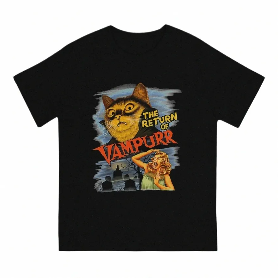 Cat Vampire Męskie koszulki Kot powrót wampirystycznych koszulki Krótkie okrągłe kołnierz T-shirt Cott 4xl 5xl Tops W0ix#